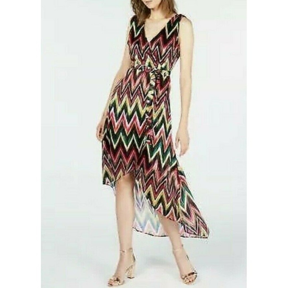INC International Concepts Women's 8 Chevron Rainbow Maxi Dress NWT